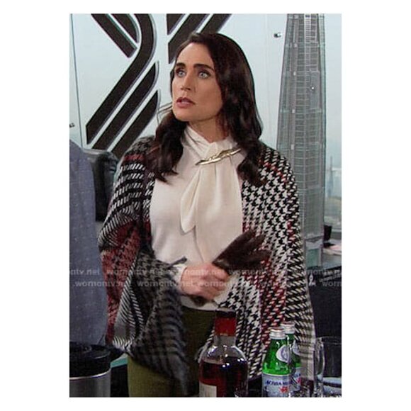 MAJE Emilie Houndstooth Print Cape Shawl Wrap - Picture 7 of 7